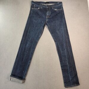 Uniqlo Selvedge Jeans Mens 32x34 Blue Dark Wash Slim Stretch Denim Fits 31x32